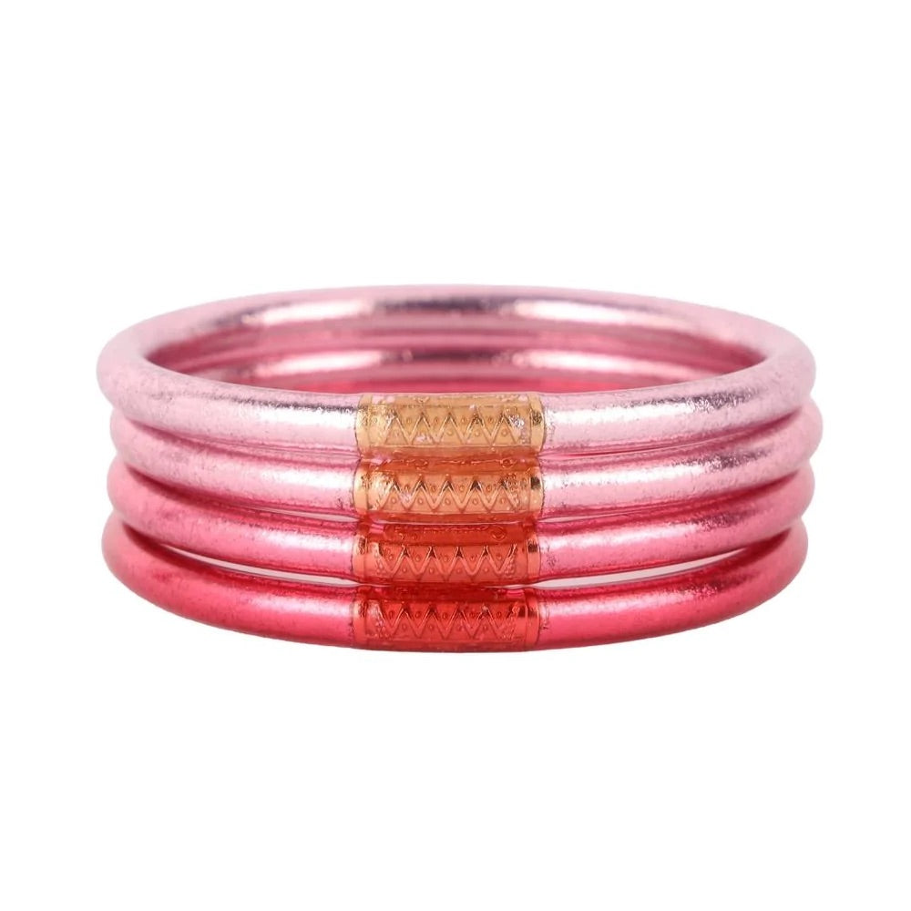All Weather Bangle Set of 4 Jewelry BuDhaGirl Carousel Pink S 