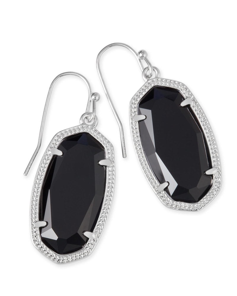 Dani Glass Earring Jewelry Kendra Scott Silver Black Opaque Glass  