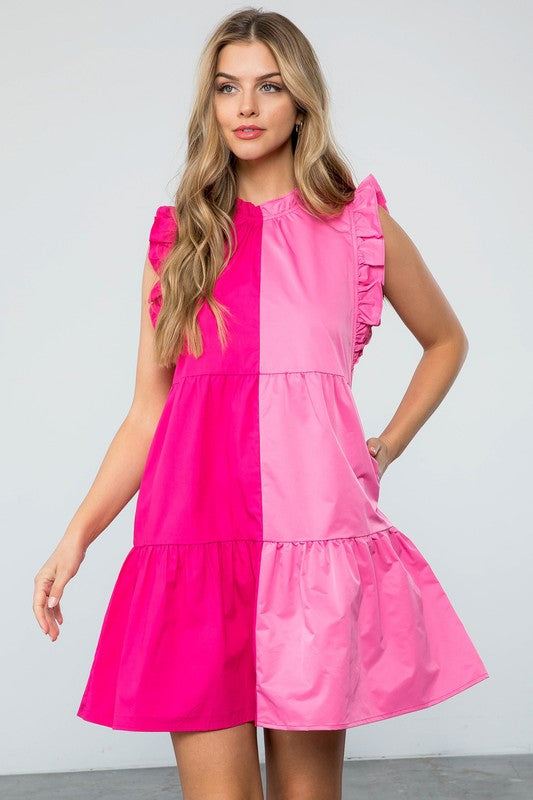 Colorblock Cutie Dress Sale Peacocks & Pearls Pink XS 