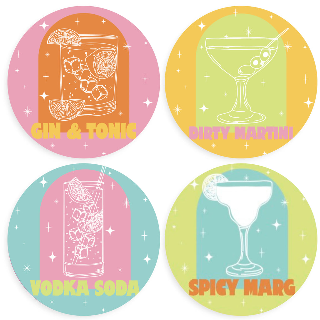 Bottoms Up Coasters (set of 4) Home Peacocks & Pearls Multi  