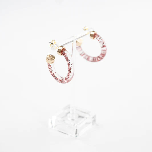 Mini Hoops Jewelry Hoo Hoops Pink Glitter  