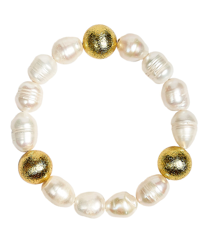 Georgia Freshwater Pearls Bracelet Jewelry Peacocks & Pearls 14mm Freshwater Pearls & Gold Beads  