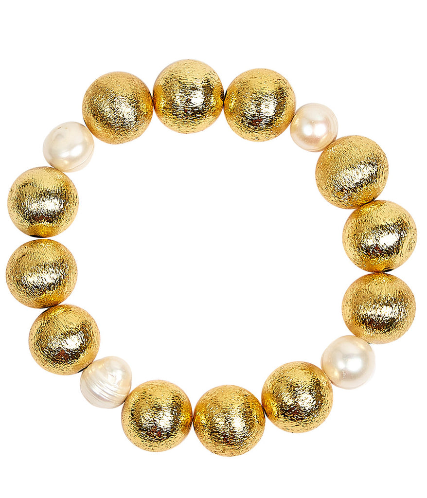 Georgia Freshwater Pearls Bracelet Jewelry Peacocks & Pearls 14mm Gold Beads & Freshwater Pearls  