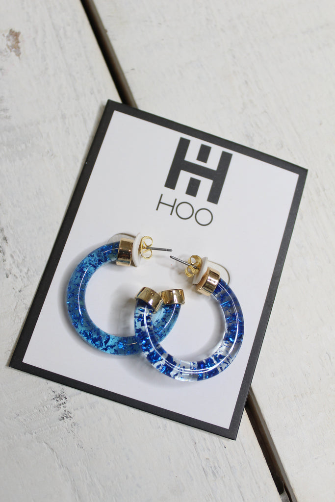 Mini Hoops Jewelry Hoo Hoops Blue Foil  