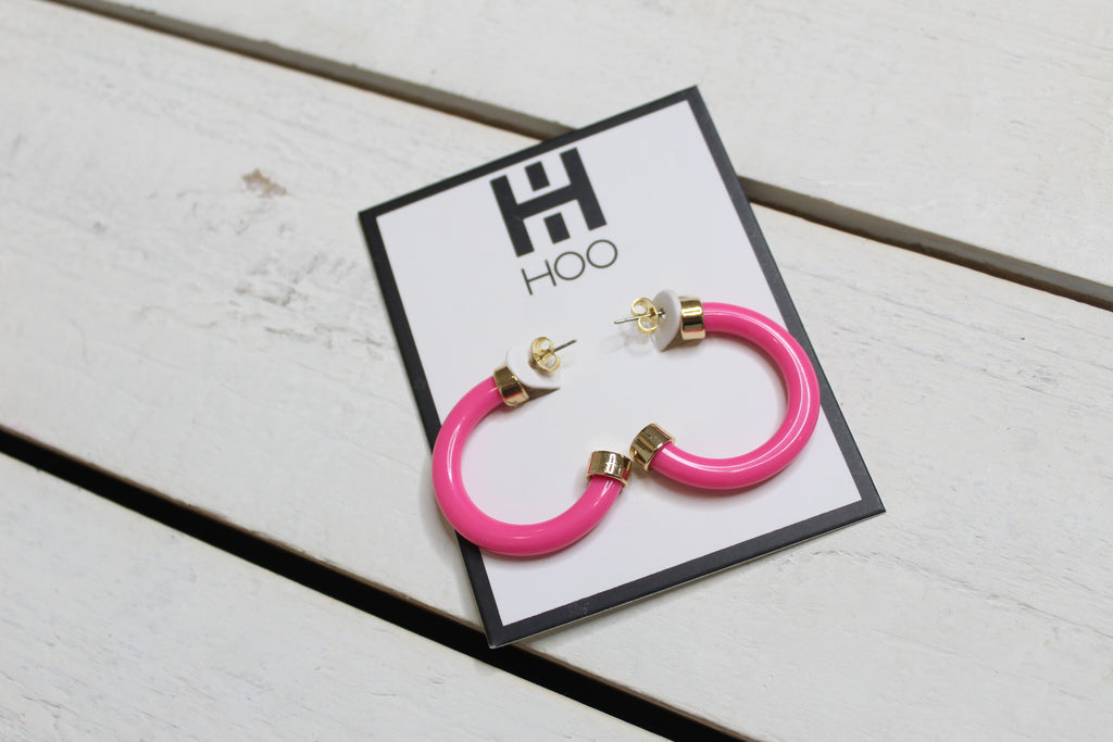 Mini Hoops Jewelry Hoo Hoops Hot Pink  