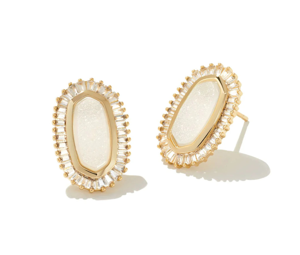 Baguette Ellie Stud Jewelry Kendra Scott Gold Iridescent Drusy  