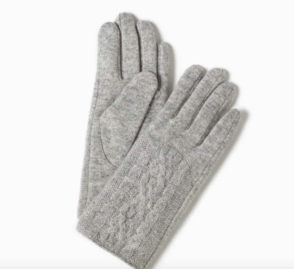 Gloves Accessories Look By M Grey Cable Knit  