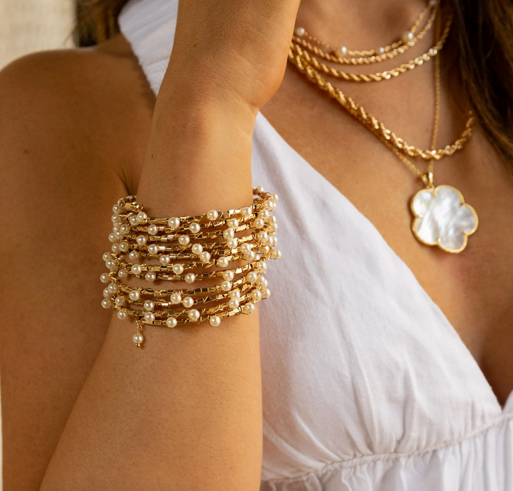 Blake Pearl Wrap Bracelet Jewelry Sahira Gold  
