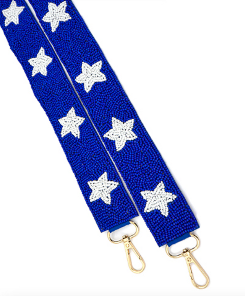 Star Beaded Bag Strap Accessories Peacocks & Pearls Royal Blue  