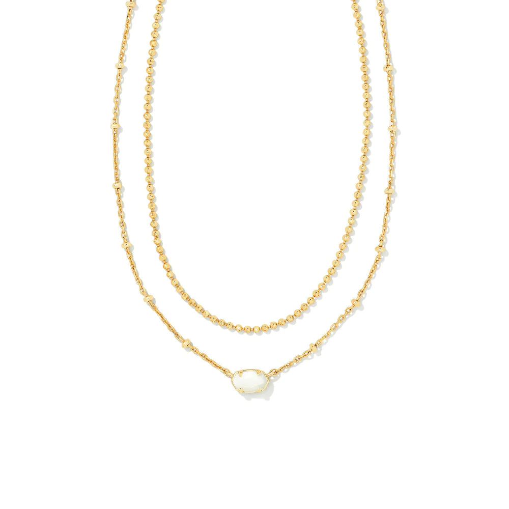 Kendra Scott Elisa Gold Pendant Satellite Necklace In White Kyocera Op •  Impressions Online Boutique