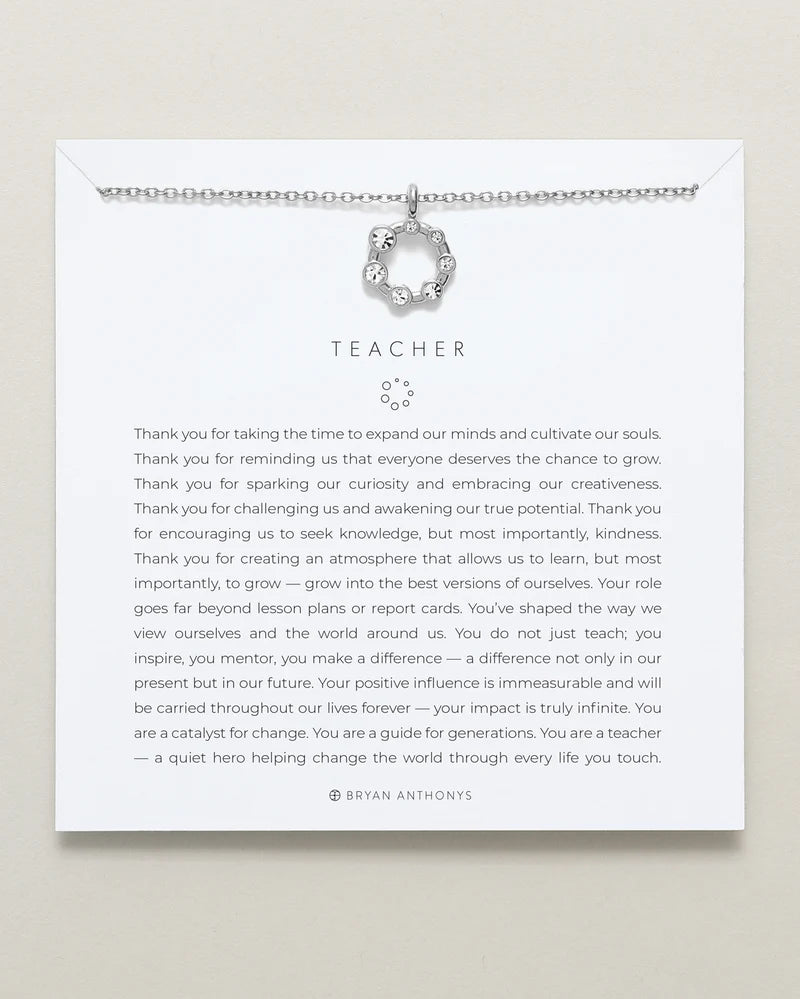 Teacher Necklace Jewelry Bryan Anthony's Silver  