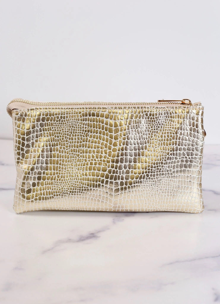 Liz Crossbody Bag Bags Peacocks & Pearls Metallic Croc  