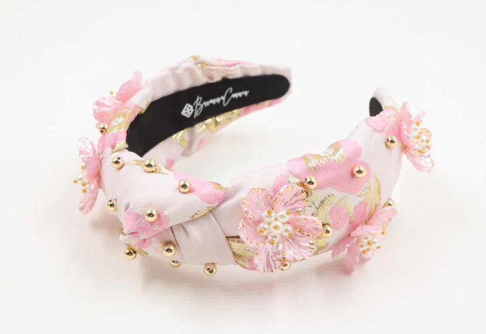 Pink & Gold Brocade Floral Headband Accessories Brianna Cannon   