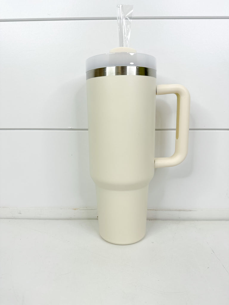 40 oz Cup with Handle Home Peacocks & Pearls Cream  