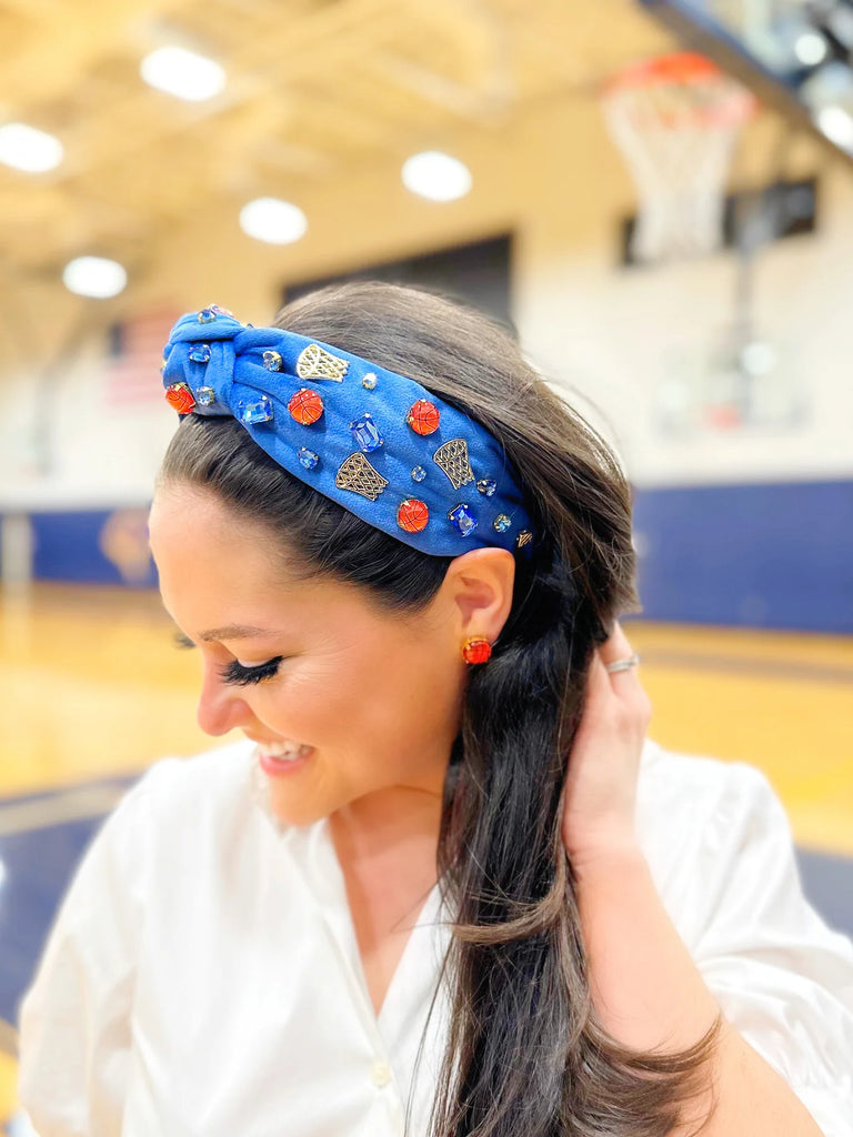Basketball Headband Accessories Peacocks & Pearls Blue  