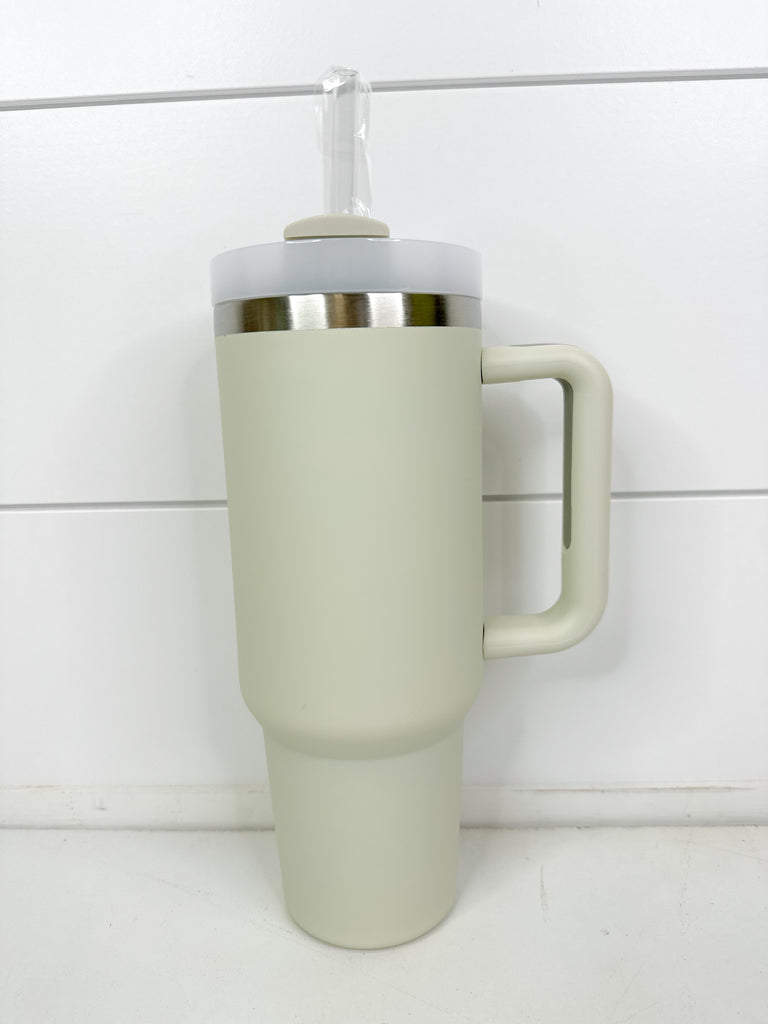 40 oz Cup with Handle Home Peacocks & Pearls Dune  