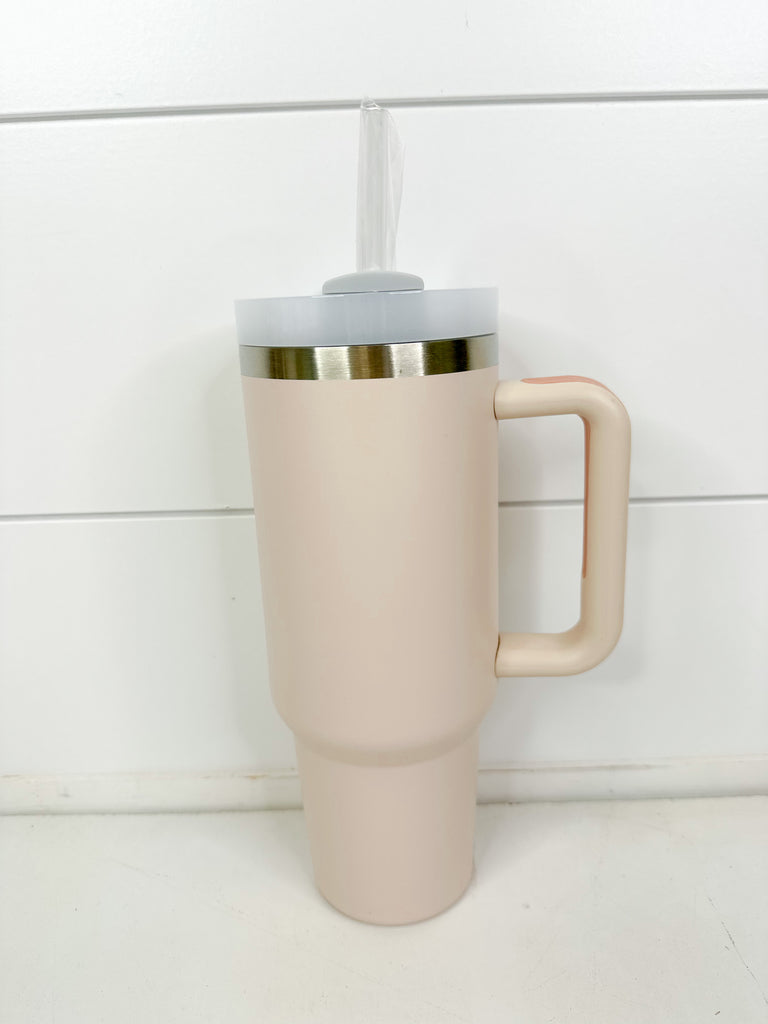 40 oz Cup with Handle Home Peacocks & Pearls Rose Quartz  