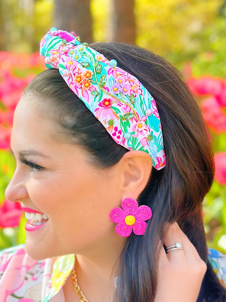 Spring Flower Garden Headband Accessories Peacocks & Pearls   