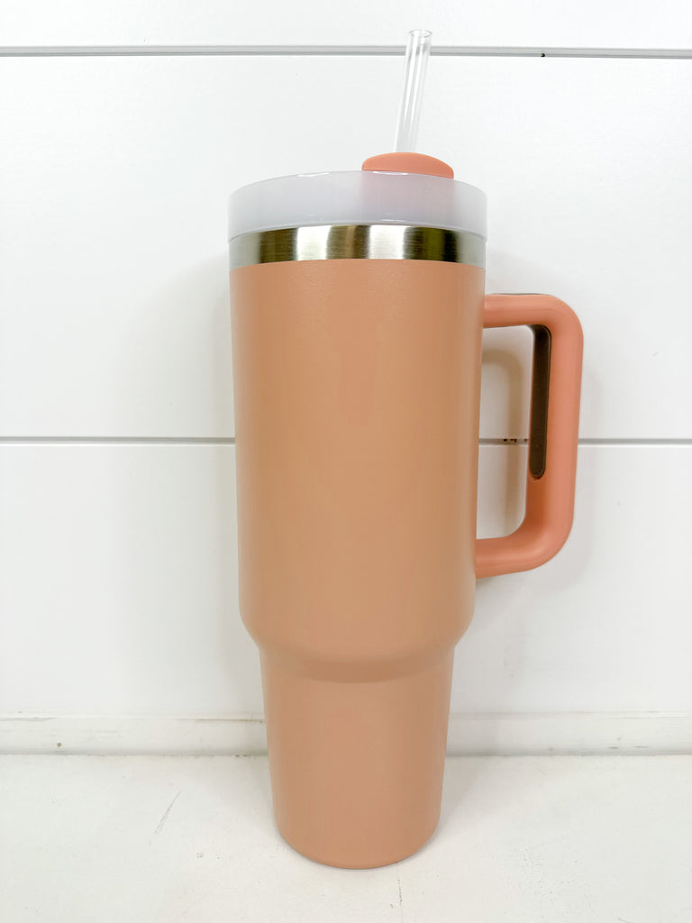 40 oz Cup with Handle Home Peacocks & Pearls Pink Dust  