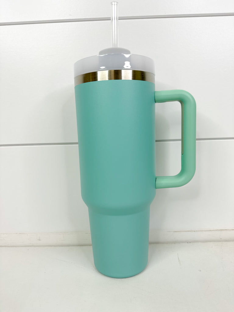 40 oz Cup with Handle Home Peacocks & Pearls Eucalyptus  