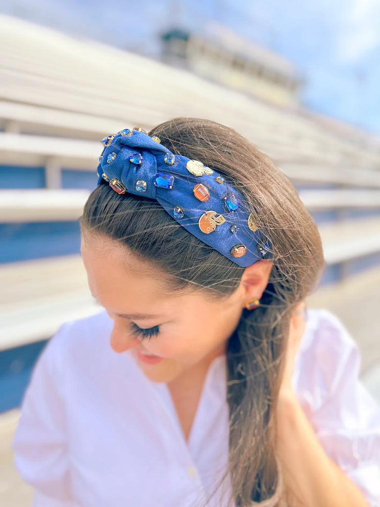 Football Headband Accessories Peacocks & Pearls Blue  