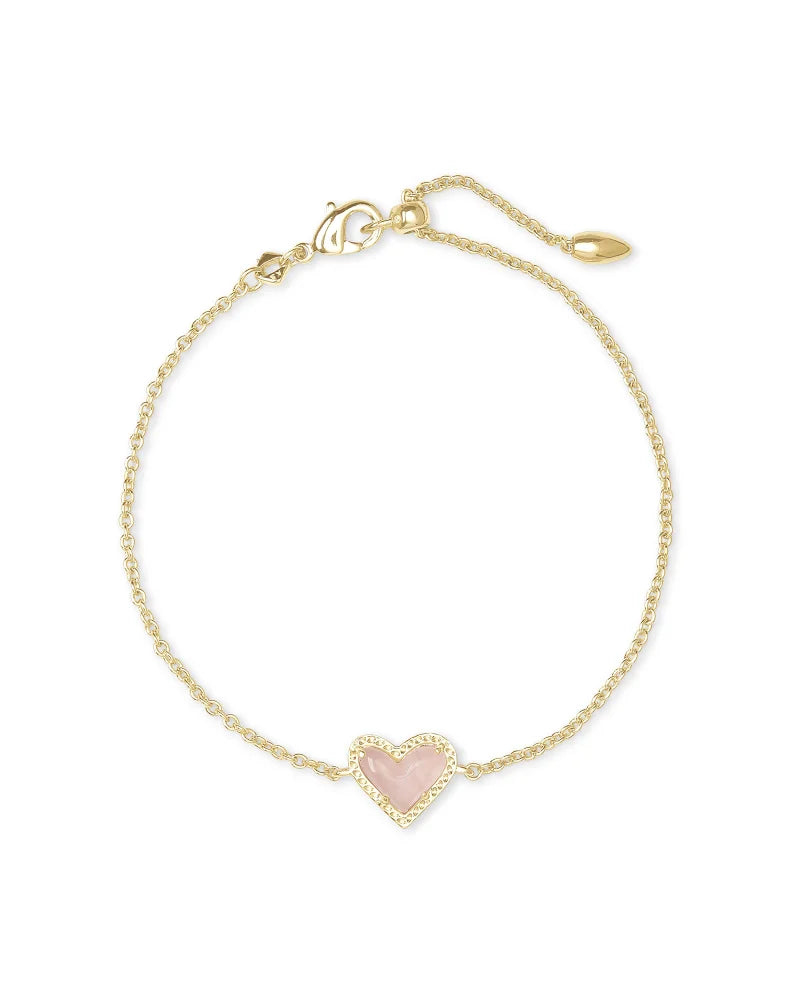 Ari Heart Chain Bracelet Jewelry Kendra Scott Gold Rose Quartz  