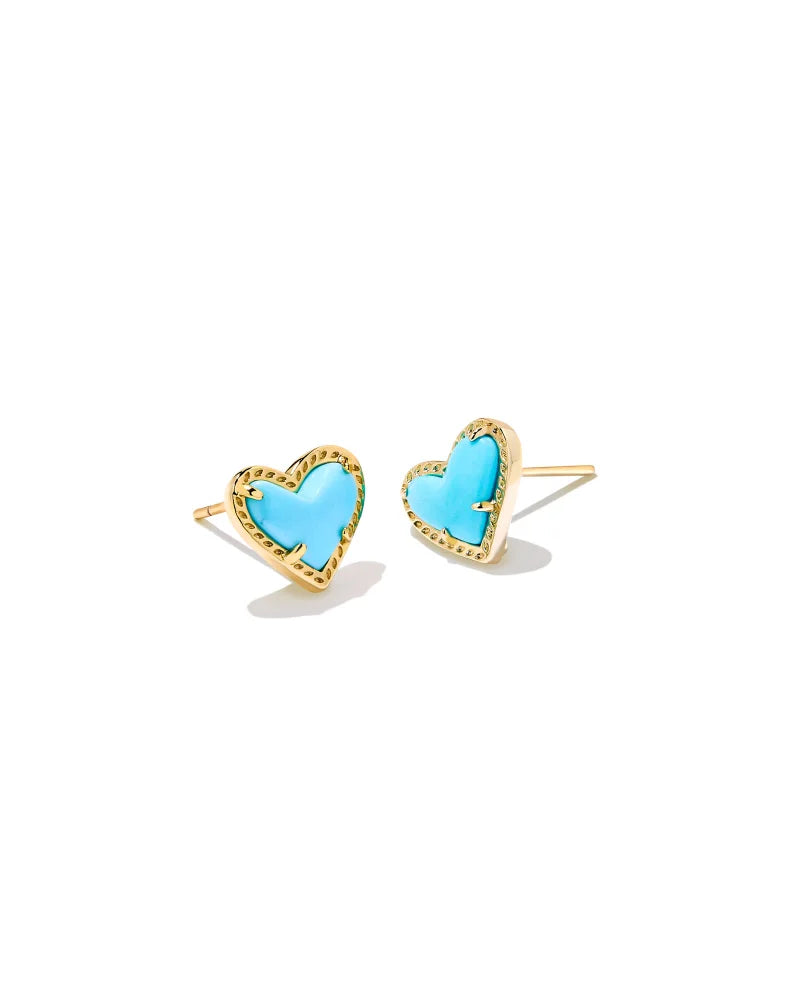 Ari Heart Studs Jewelry Kendra Scott Gold Blue Magnesite  