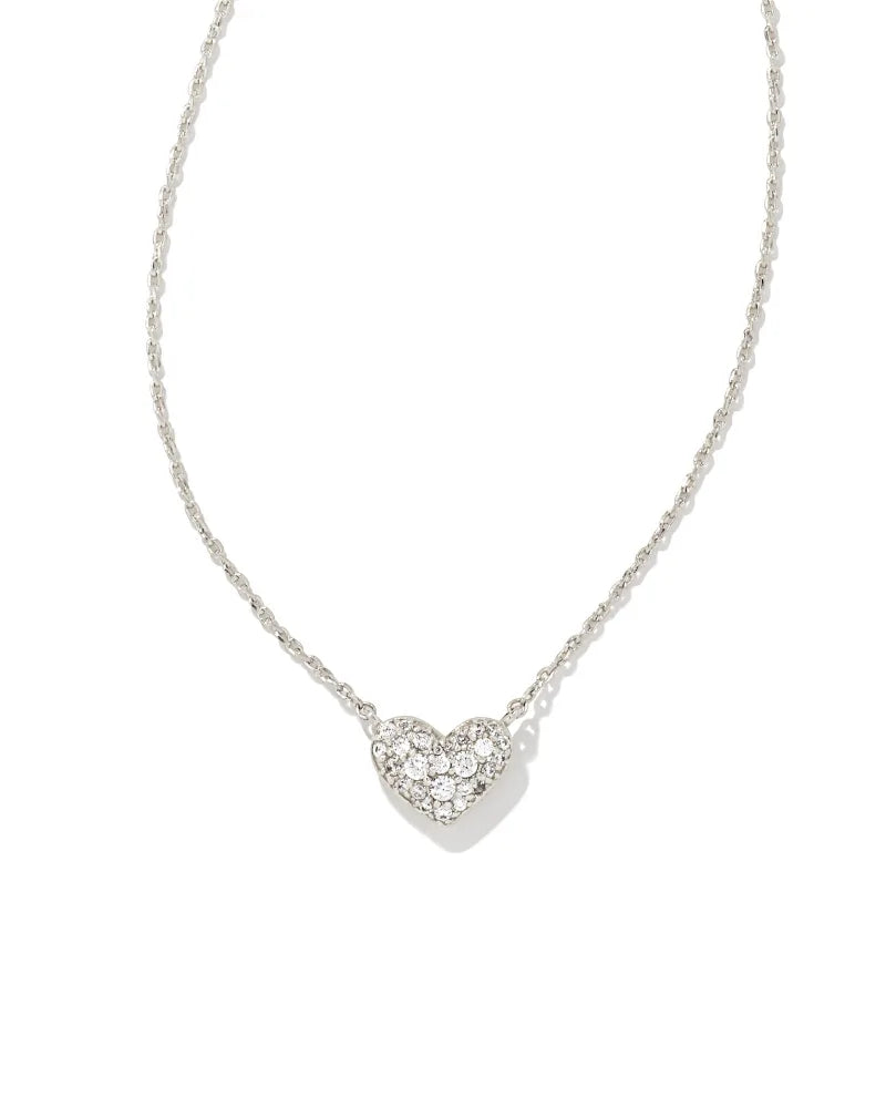 Ari Pave Heart Necklace Jewelry Kendra Scott Silver  