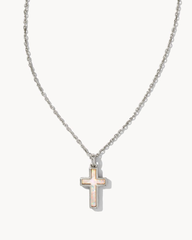 Cross Pendant Necklace Jewelry Kendra Scott Silver White Opal  