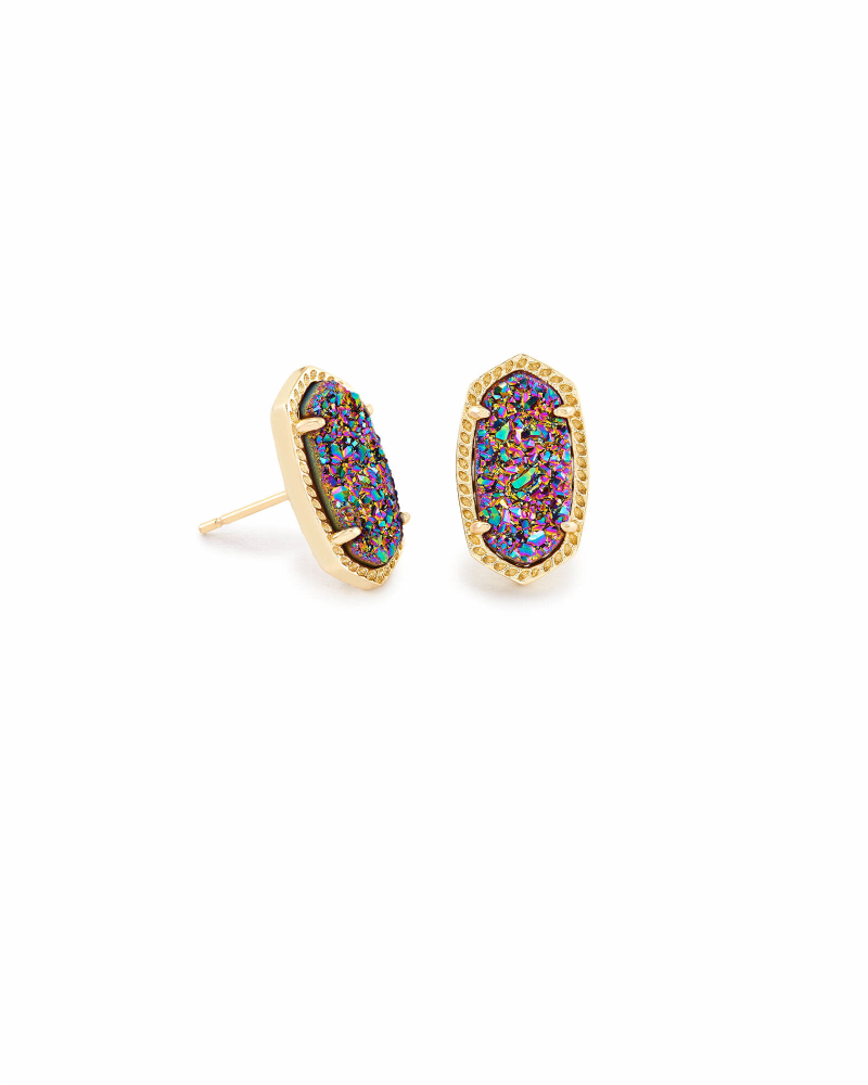 Ellie Drusy Stud Jewelry Kendra Scott Gold Multi-Color Drusy  