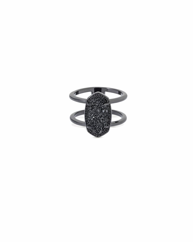 Elyse Drusy Ring Jewelry Kendra Scott Gunmetal Black Drusy 6 