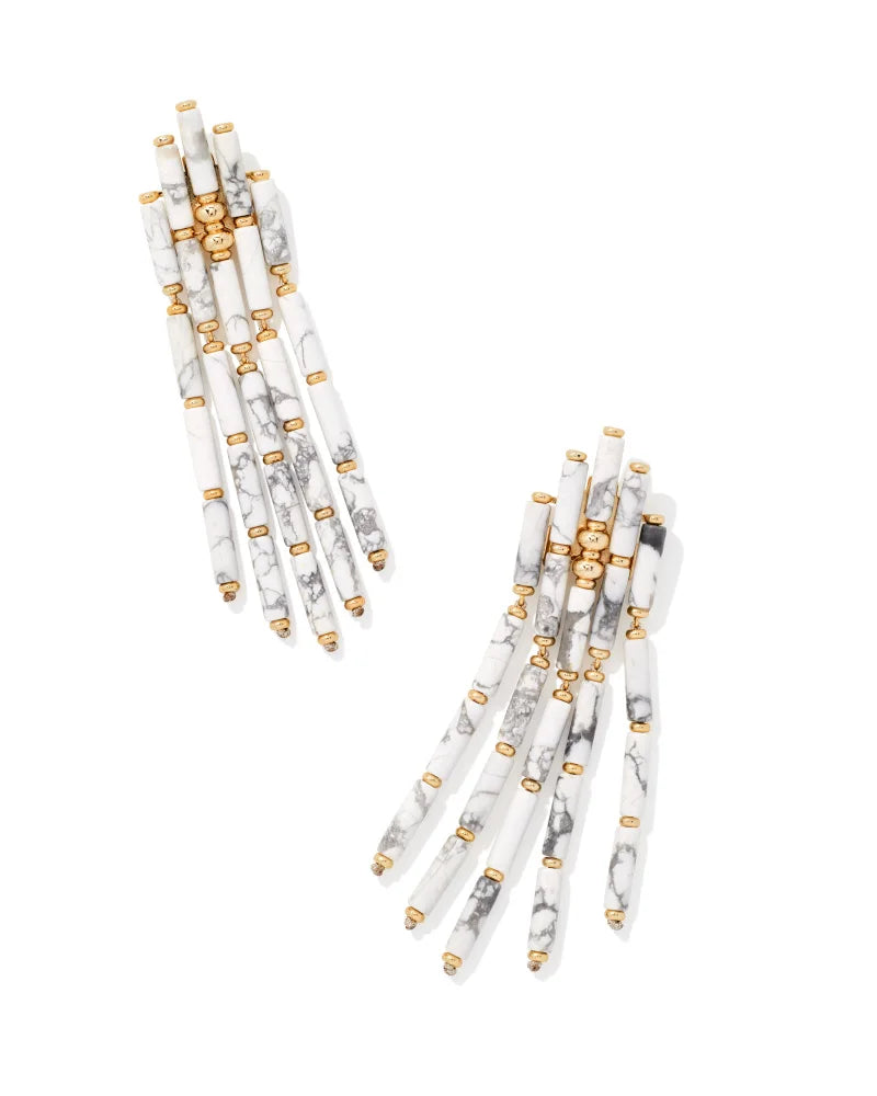 Ember Statement Earrings Sale Kendra Scott Gold White Howlite  