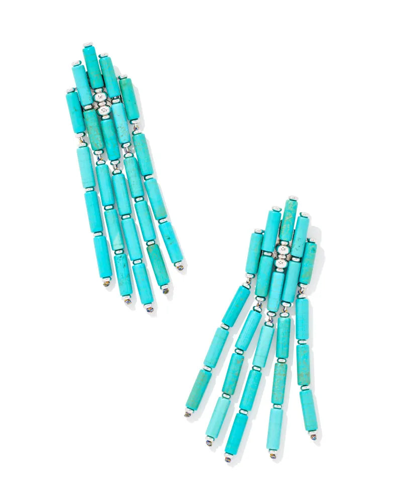 Ember Statement Earrings Sale Kendra Scott Silver Turquoise  