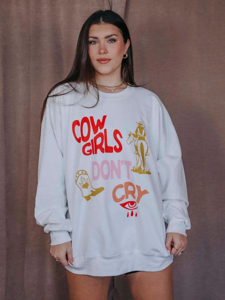 Cowgirls Don't Cry Sweatshirt Clothing Charlie Southern White S 